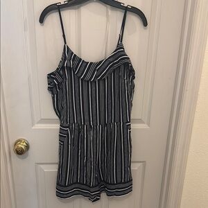 LOFT   Striped Navy and White Romper